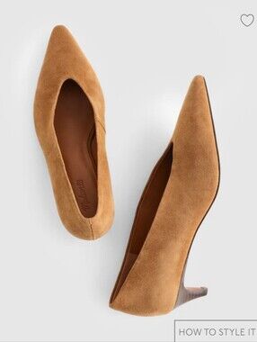 NWOT The Emilie Glove Pump Pointed Toe Suede in Camel Sz 8.5 $188 Display
